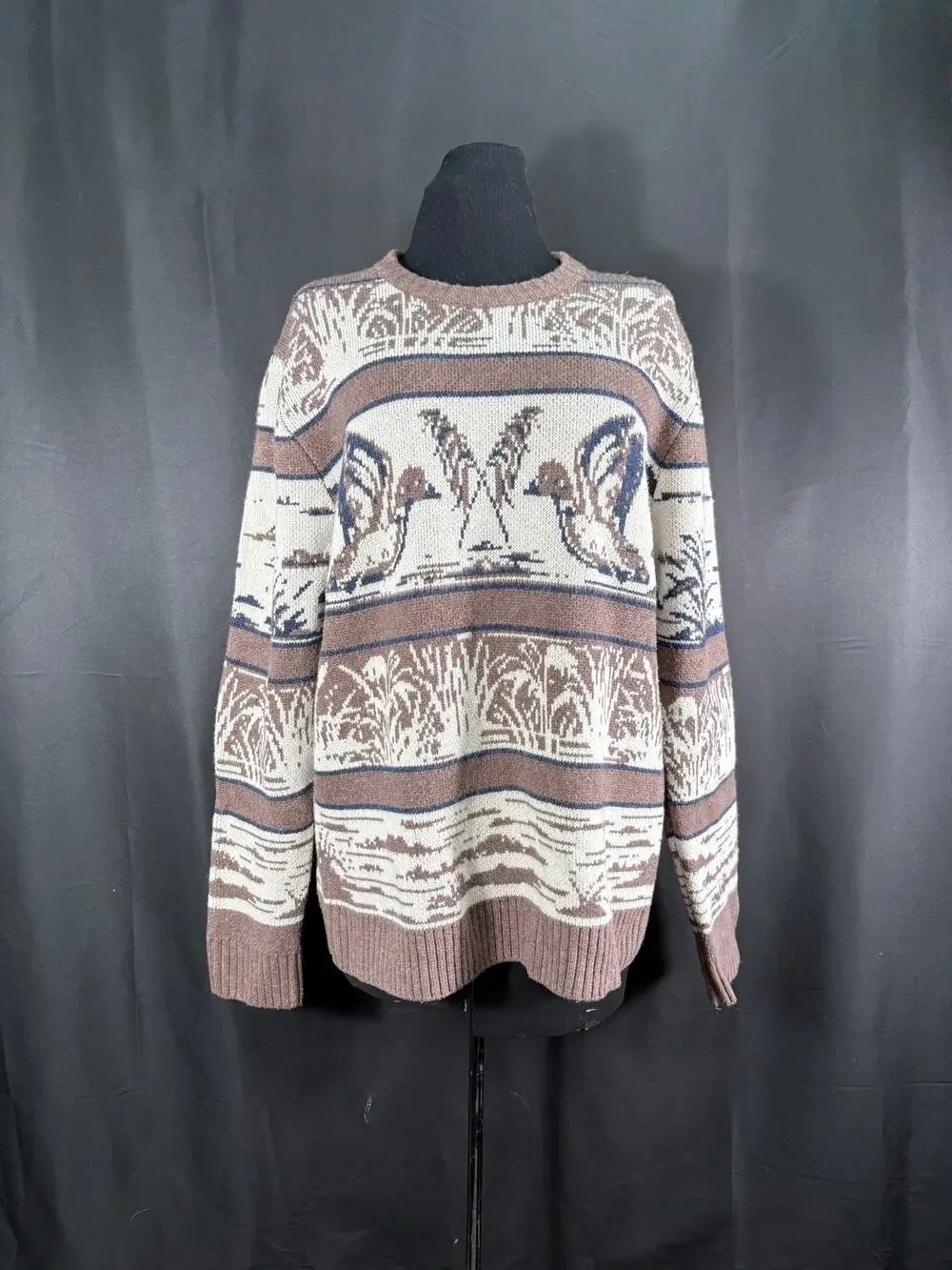 Flint and Tinder Crewneck Sweater Soft Heritage Merino Wool Blend Duck Pattern